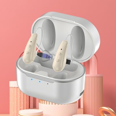 سمعک شارژی BTE CIC از نوع القایی لمسی، دستگاه شنوایی جمع و جور طراحی شده برای عمر باتری طولانی و بی‌سیم